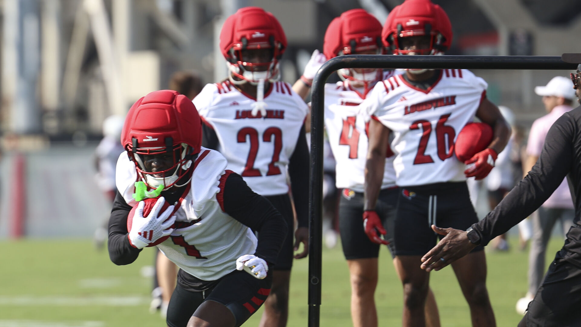 Louisville running backs practice